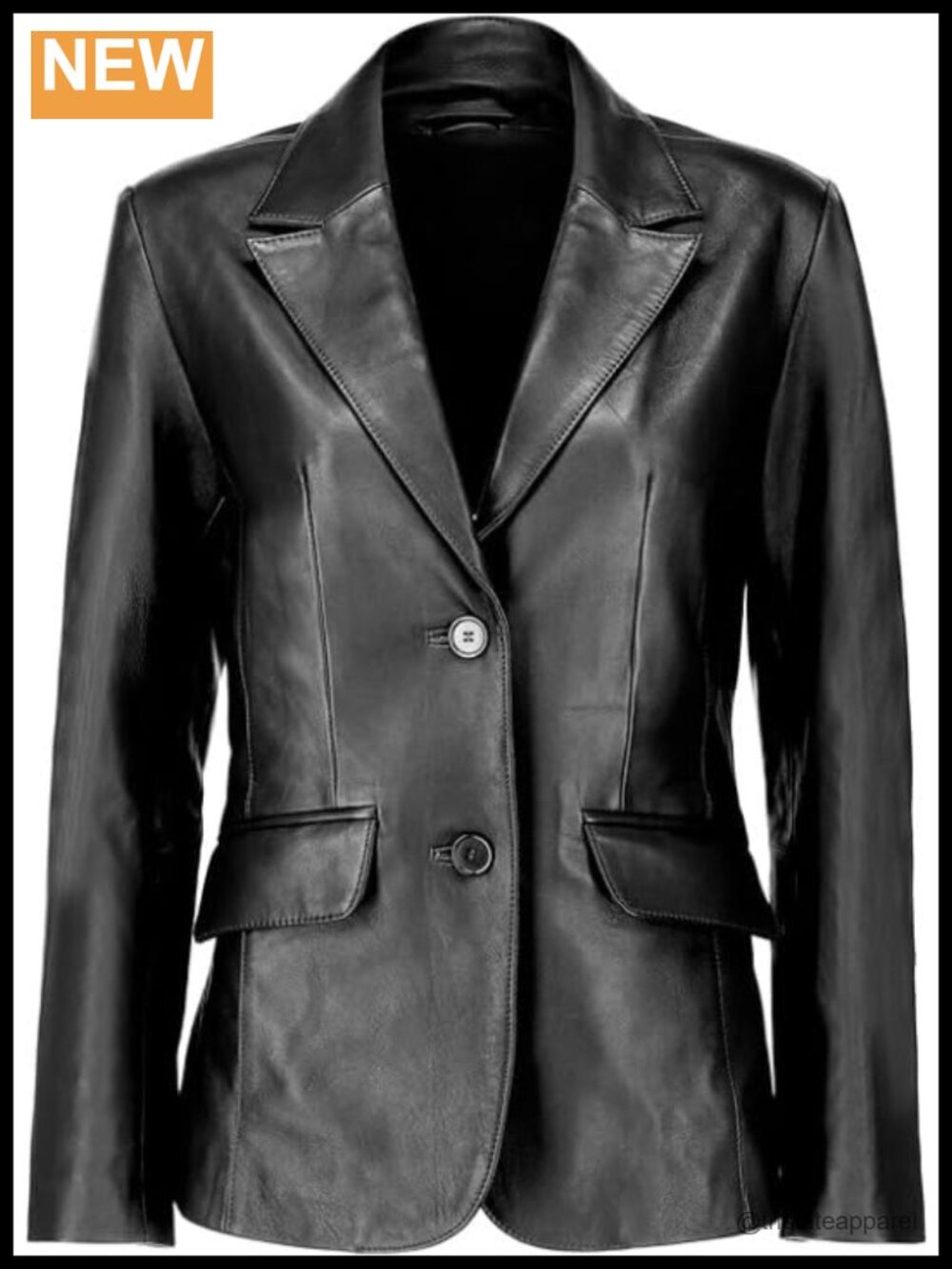 Faux Leather Blazer Jacket with Pockets